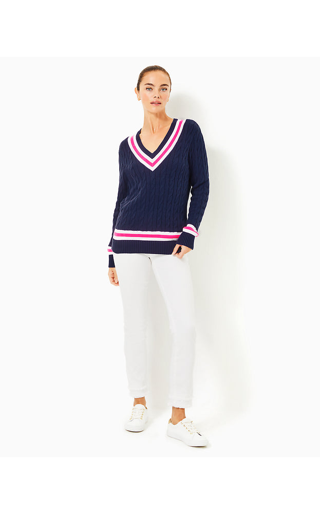 Brockton Cotton Sweater - Low Tide Navy X Passion Fruit Pink - Tipping