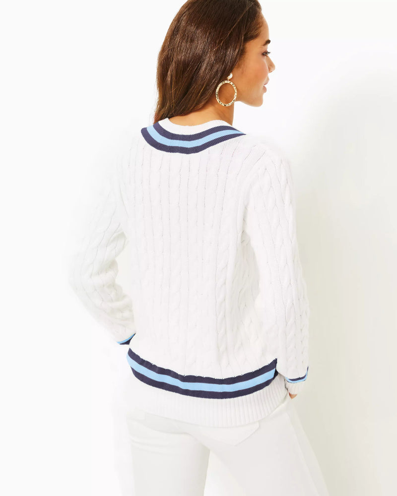 Brockton Cotton Sweater - Resort White X Bonaire Blue - Tipping