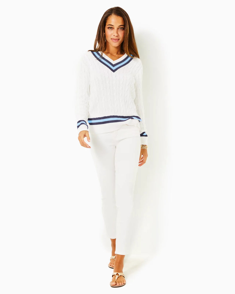 Brockton Cotton Sweater - Resort White X Bonaire Blue - Tipping