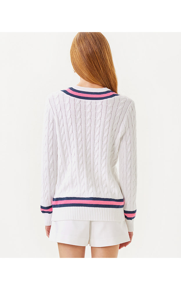 Brockton Cotton Sweater - Resort White X Rousseau Pink Tipping