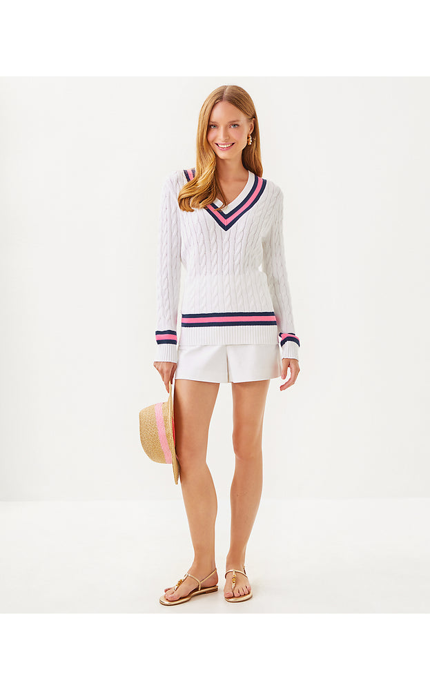 Brockton Cotton Sweater - Resort White X Rousseau Pink Tipping