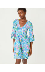 Jannie V-Neck 3/4 Sleeve Dress - Multi Wish You Were Here