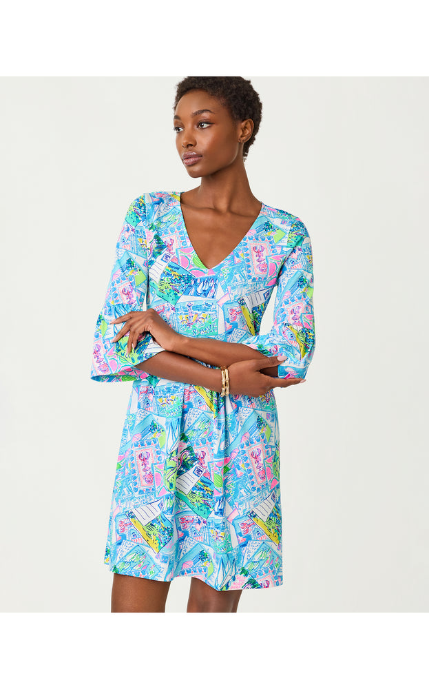Jannie V-Neck 3/4 Sleeve Dress - Multi Wish You Were Here