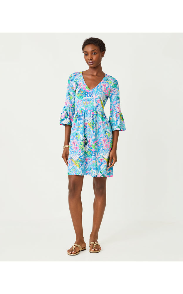 Jannie V-Neck 3/4 Sleeve Dress - Multi Wish You Were Here