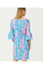 Jannie V-Neck 3/4 Sleeve Dress - Pelican Pink Beat The Heat
