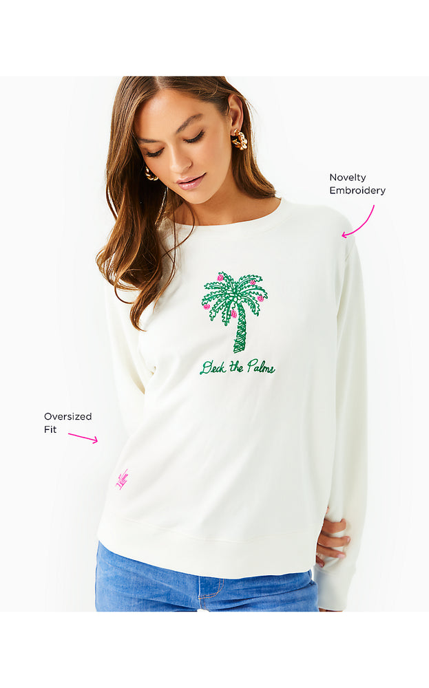 Ballad Cotton Sweatshirt - Coconut Deck The Palm Embroidery