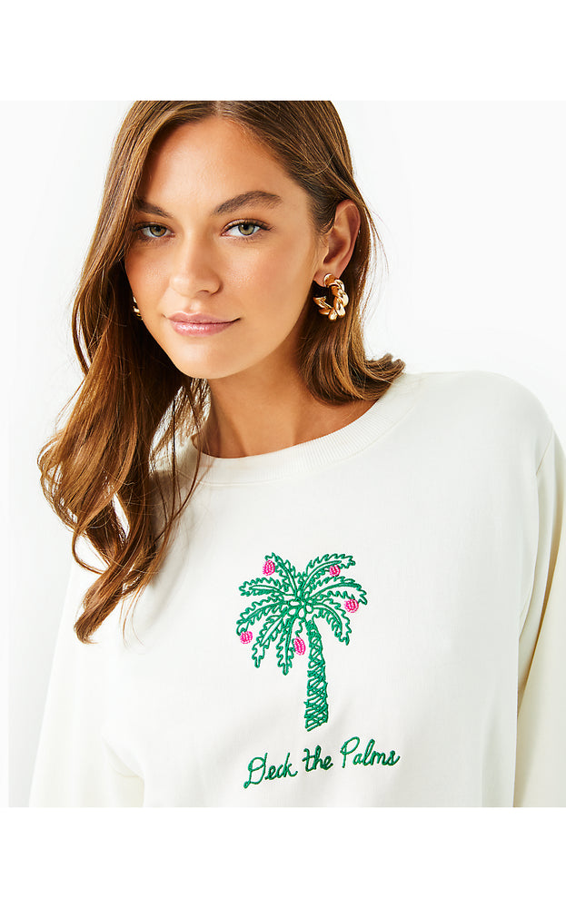 Ballad Cotton Sweatshirt - Coconut Deck The Palm Embroidery