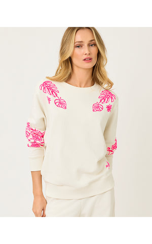 Ballad Cotton Sweatshirt - Coconut Safari Social Embroidered