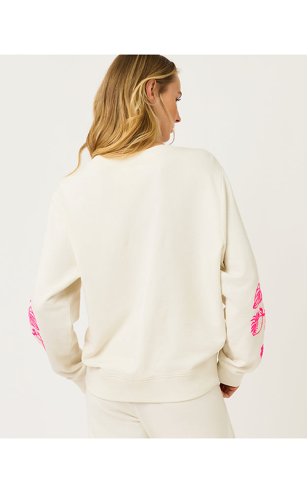 Ballad Cotton Sweatshirt - Coconut Safari Social Embroidered