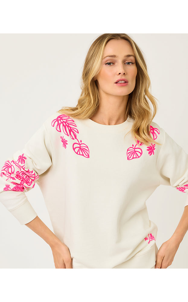 Ballad Cotton Sweatshirt - Coconut Safari Social Embroidered