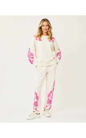 Ballad Cotton Sweatshirt - Coconut Safari Social Embroidered