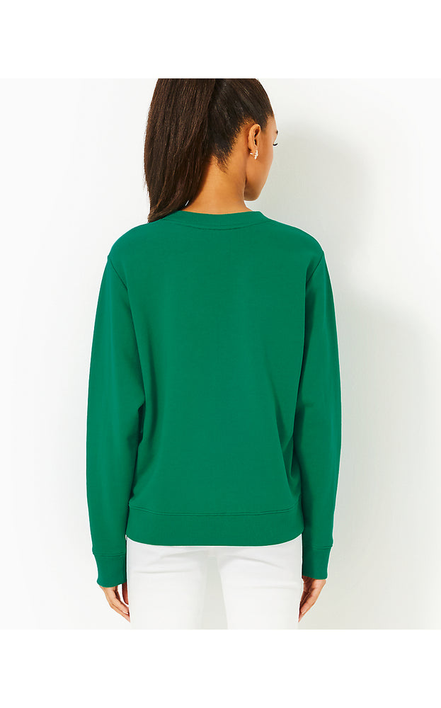 Ballad Cotton Sweatshirt - Fiddle Leaf Green Bow Embellishment