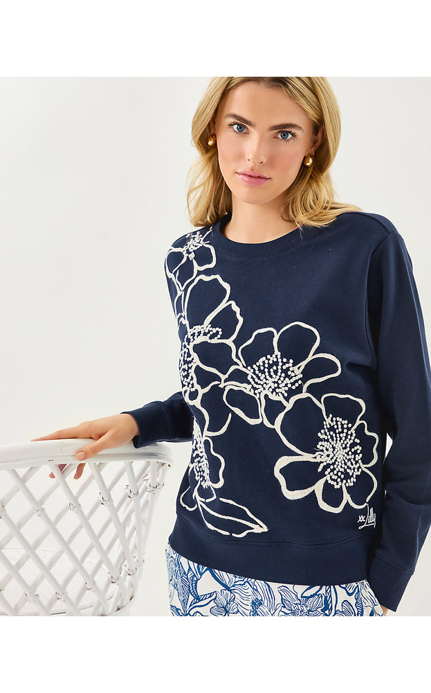 Ballad Long Sleeve Sweatshirt - Low Tide Navy Go Big Embroidery