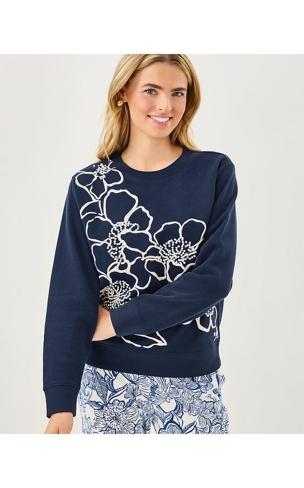 Ballad Long Sleeve Sweatshirt - Low Tide Navy Go Big Embroidery