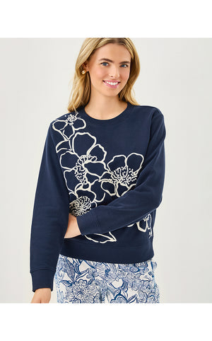 Ballad Long Sleeve Sweatshirt - Low Tide Navy Go Big Embroidery
