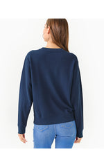 Ballad Cotton Sweatshirt - Low Tide Navy Holiday Elephant Embroidery