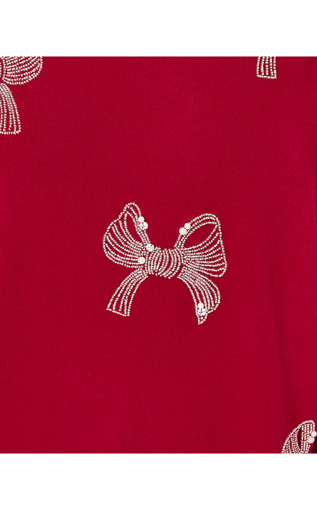 Ballad Cotton Sweatshirt - Malbec Red Bow Embellishment