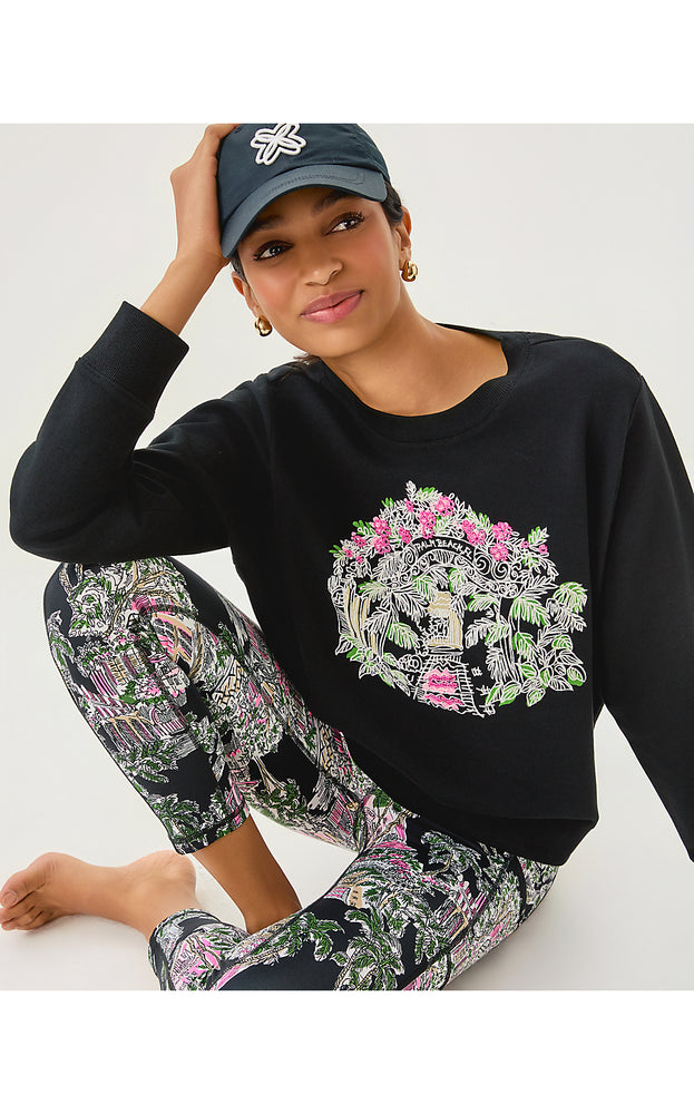 Ballad Cotton Sweatshirt - Noir Palm Beach Toile