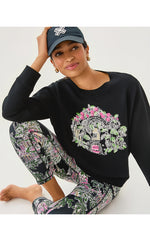 Ballad Cotton Sweatshirt - Noir Palm Beach Toile