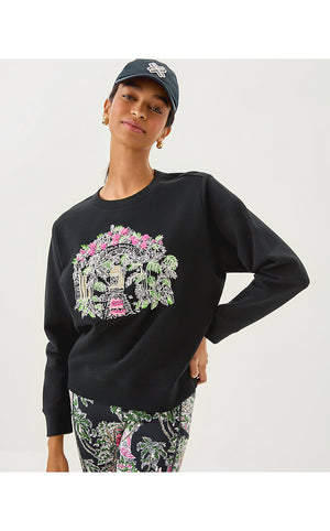 Ballad Cotton Sweatshirt - Noir Palm Beach Toile