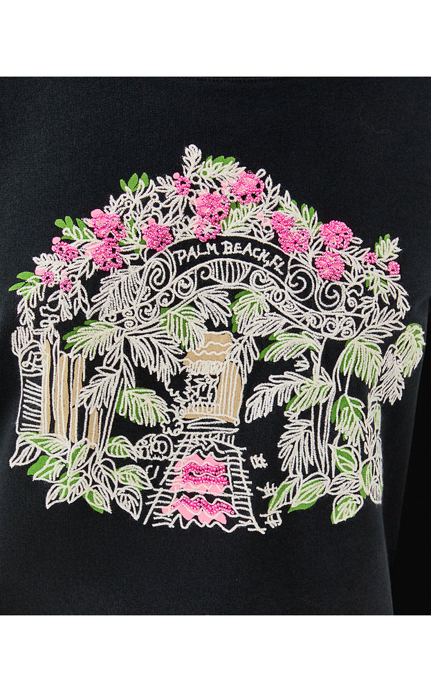 Ballad Cotton Sweatshirt - Noir Palm Beach Toile