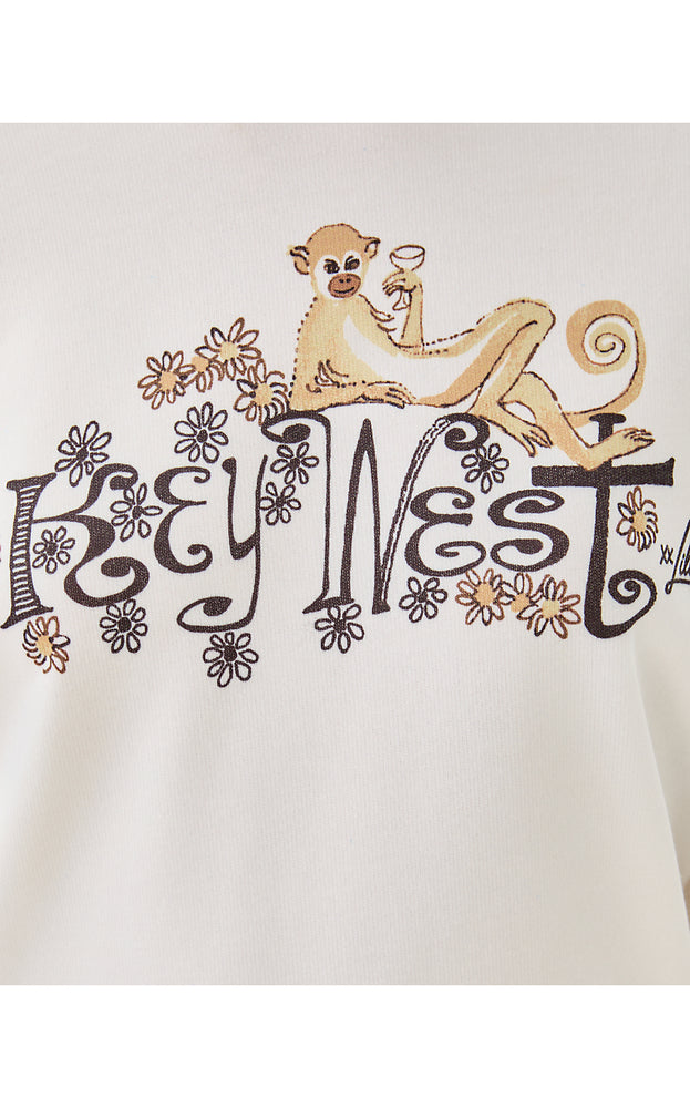 Ballad Long Sleeve Sweatshirt - Resort White Key West Monkey Graphic