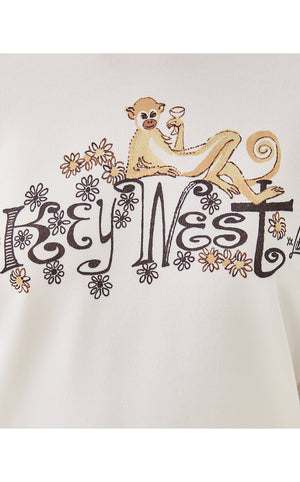 Ballad Long Sleeve Sweatshirt - Resort White Key West Monkey Graphic