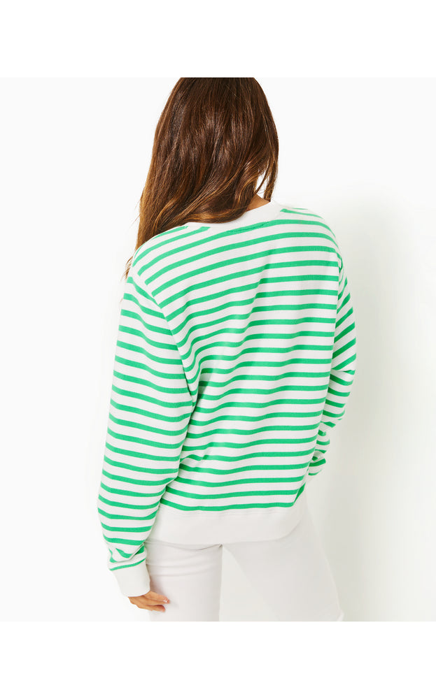 Ballad Cotton Sweatshirt - Spearmint - Striped Lilly Pulitzer Embroidered Sweatshirt