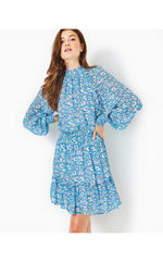 Ellielynn Long Sleeve Dress - Lunar Blue - Palm Beach Petals