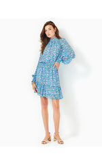 Ellielynn Long Sleeve Dress - Lunar Blue - Palm Beach Petals