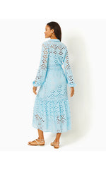 Zia Eyelet Midi Shirtdress - Hydra Blue Soiree Eyelet