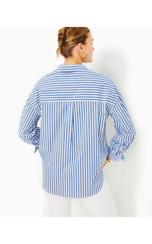 Lesia Relaxed Button Down Shirt - Briny Blue - Cabana Stripe