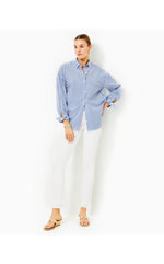 Lesia Relaxed Button Down Shirt - Briny Blue - Cabana Stripe