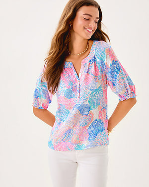 Caprina Linen Top - Multi Roar of the Seas