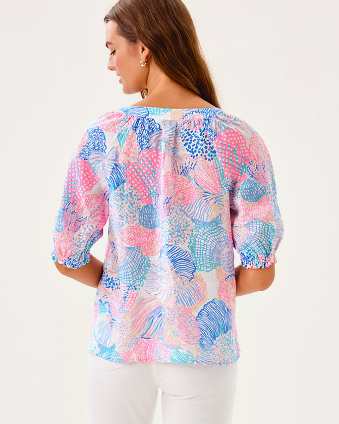 Caprina Linen Top - Multi Roar of the Seas
