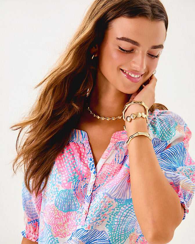 Caprina Linen Top - Multi Roar of the Seas