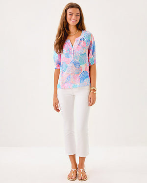 Caprina Linen Top - Multi Roar of the Seas