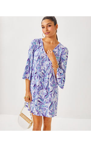 Danika Tunic Dress - Tropicalia Purple Elephant In The Bloom
