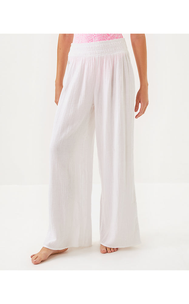 30" Enzo Cotton Cover-Up Pant - Resort White