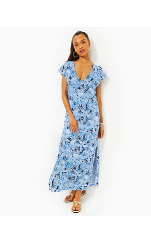 Talli Maxi Dress Cover-Up - Bonaire Blue Coastal Constellation