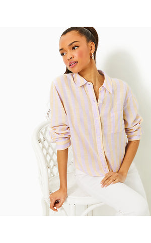 Coralynn Button Down Shirt - Lilac Opal Island Secrets Stripe