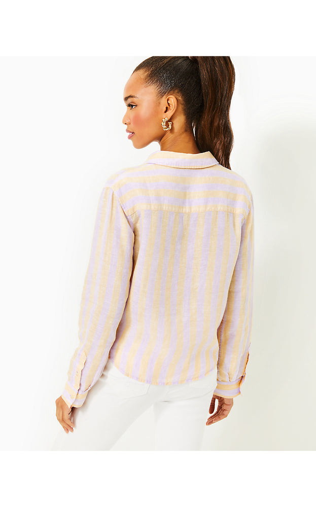 Coralynn Button Down Shirt - Lilac Opal Island Secrets Stripe