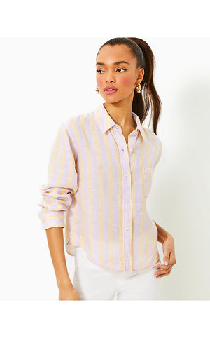 Coralynn Button Down Shirt - Lilac Opal Island Secrets Stripe