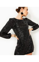 Nicoline Long Sleeve Romper - Noir Treasure Box Sequin Knit