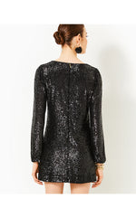 Nicoline Long Sleeve Romper - Noir Treasure Box Sequin Knit