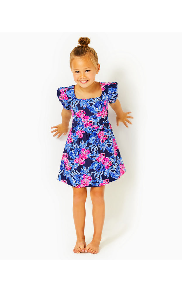 
            
                Load image into Gallery viewer, Girls Alannah Cotton Dress- Low Tide Navy - Its Ofishell
            
        