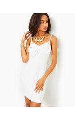Willalynn Stretch Bow Dress - Resort White - Caliente Pucker Jacquard