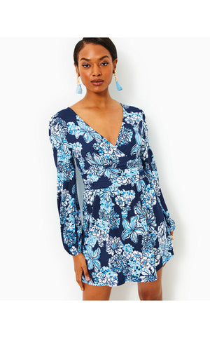 
            
                Load image into Gallery viewer, Riza Long Sleeve Romper - Low Tide Navy - Bouquet All Day
            
        