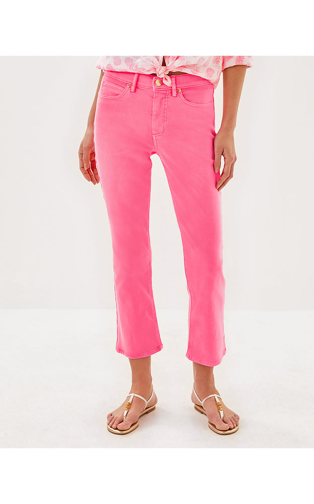 27" Annet High Rise Crop Flare Jean - Rousseau Pink