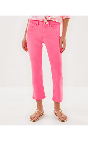 27" Annet High Rise Crop Flare Jean - Rousseau Pink